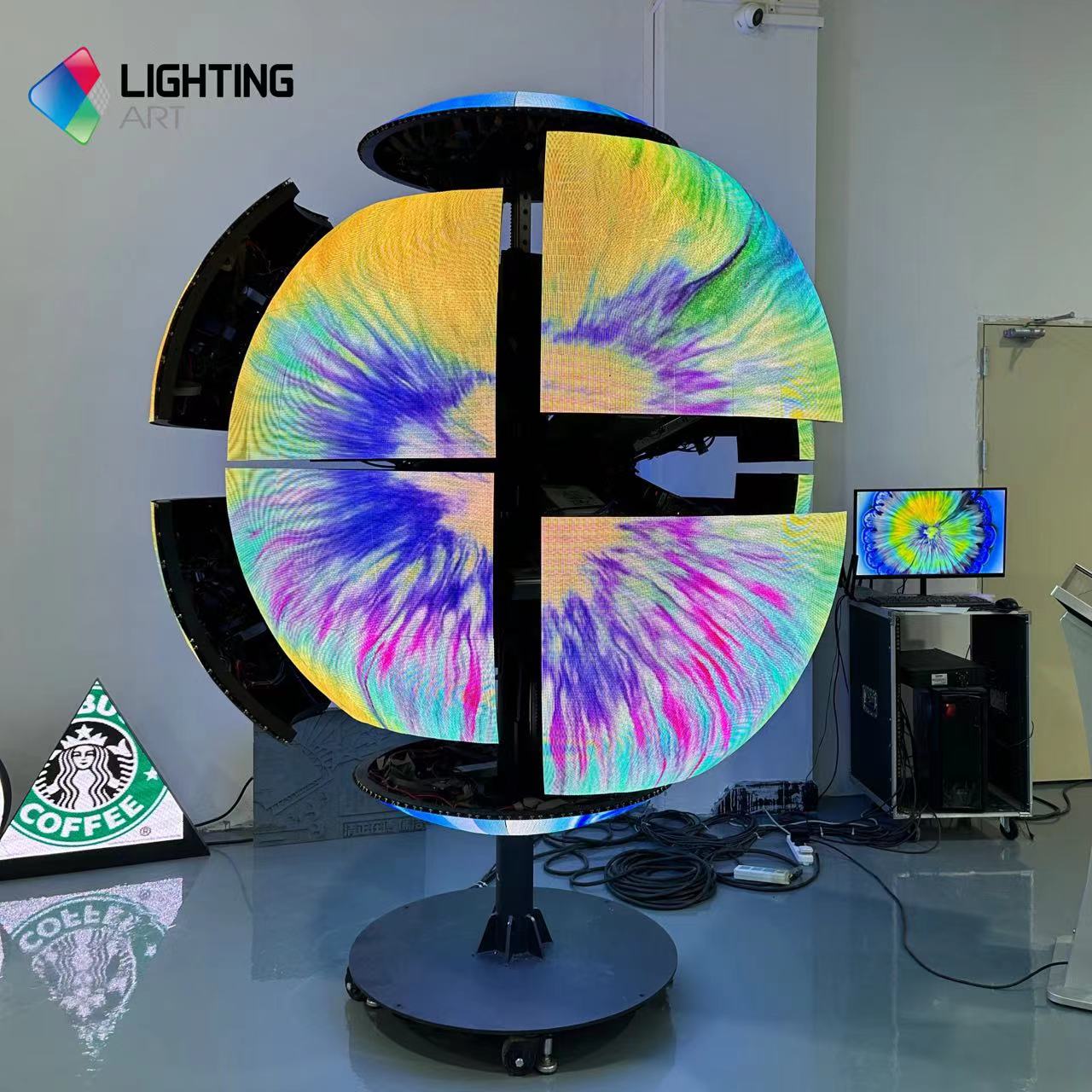 Bola telescópica mecânica Display LED criativo Tela de esfera LED cinética