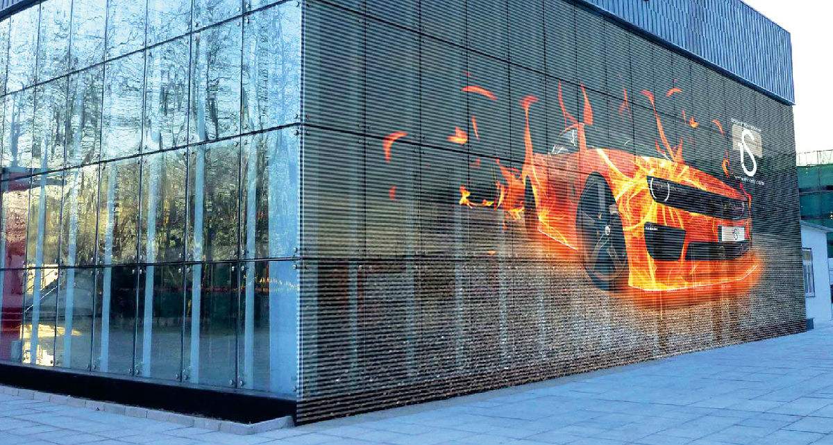 Exibi&ccedil;&atilde;o de LED transparente fixo